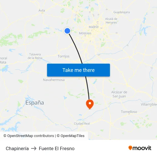 Chapinería to Fuente El Fresno map