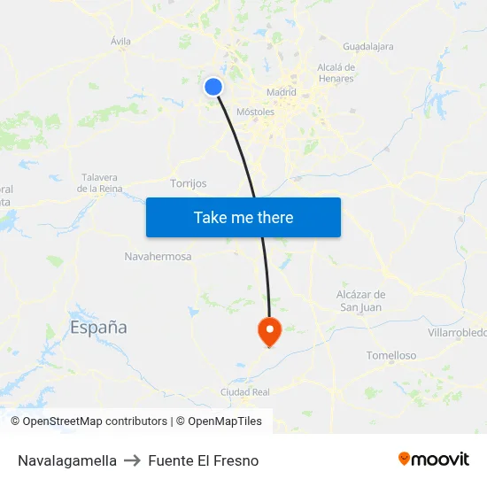 Navalagamella to Fuente El Fresno map