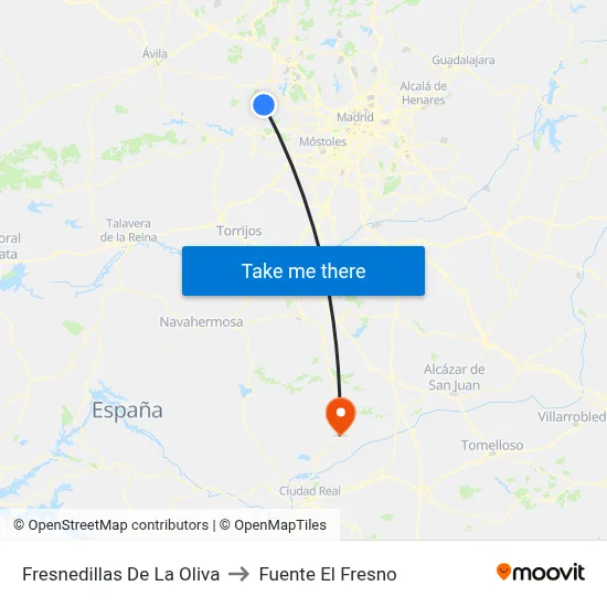 Fresnedillas De La Oliva to Fuente El Fresno map