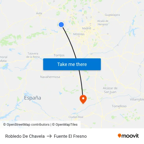 Robledo De Chavela to Fuente El Fresno map