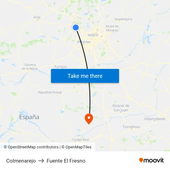 Colmenarejo to Fuente El Fresno map