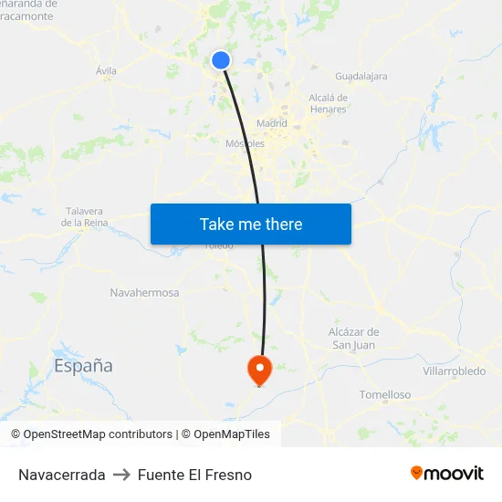 Navacerrada to Fuente El Fresno map