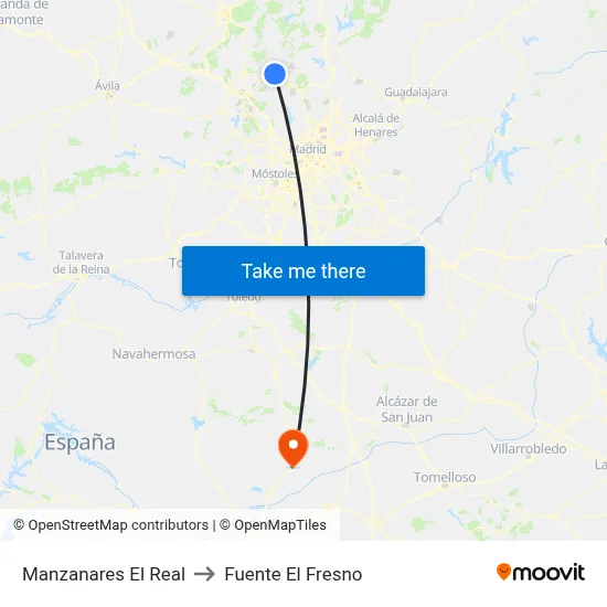 Manzanares El Real to Fuente El Fresno map