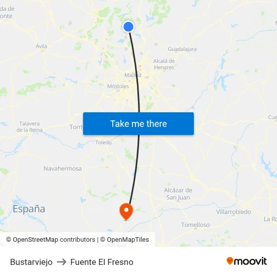 Bustarviejo to Fuente El Fresno map