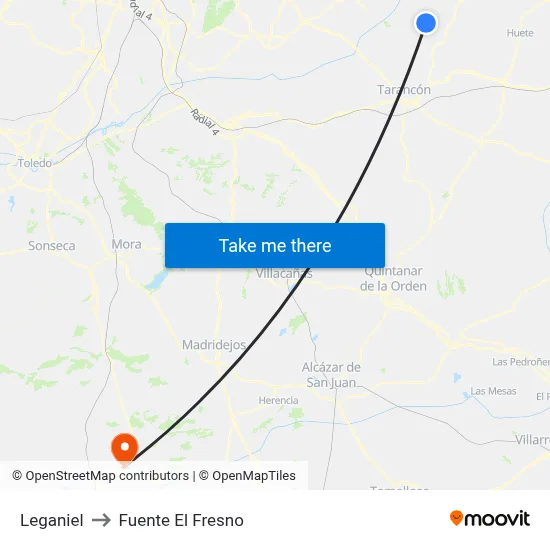 Leganiel to Fuente El Fresno map