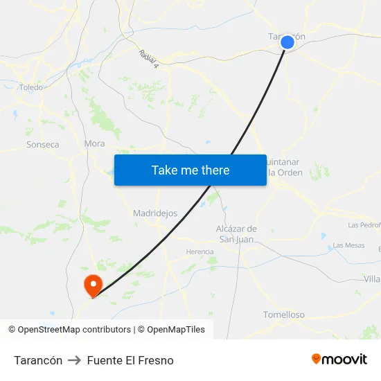 Tarancón to Fuente El Fresno map