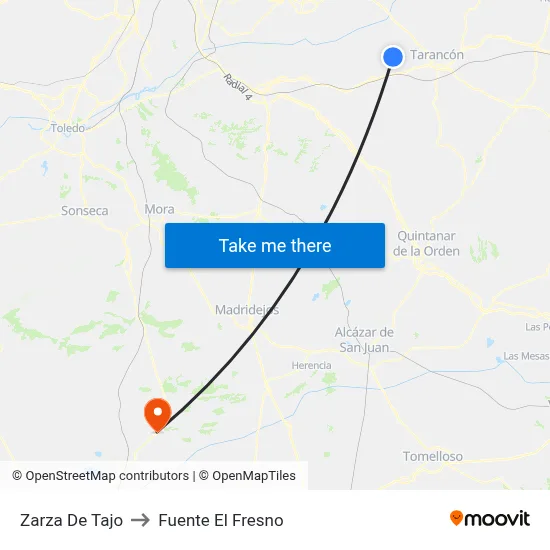 Zarza De Tajo to Fuente El Fresno map