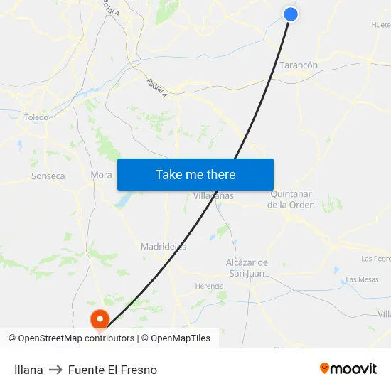 Illana to Fuente El Fresno map