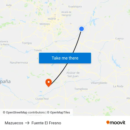 Mazuecos to Fuente El Fresno map