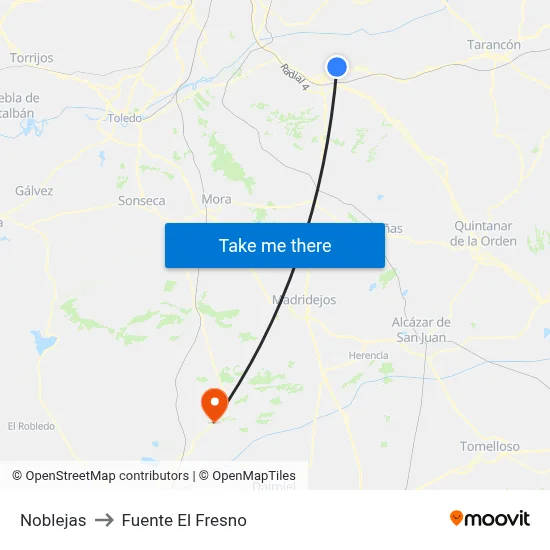Noblejas to Fuente El Fresno map