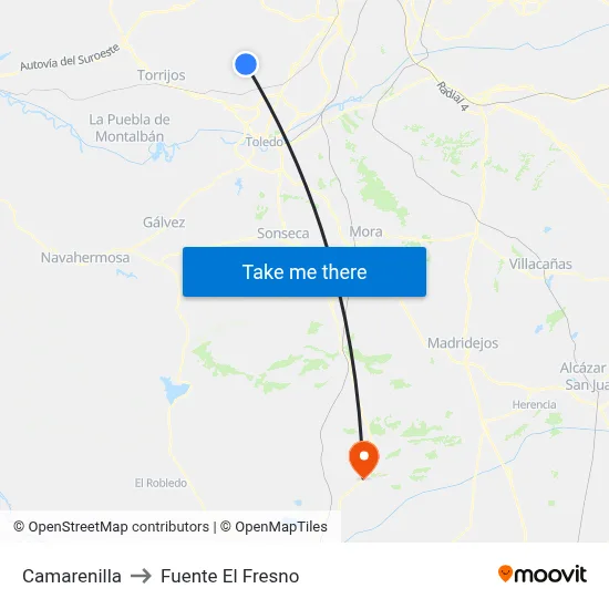 Camarenilla to Fuente El Fresno map