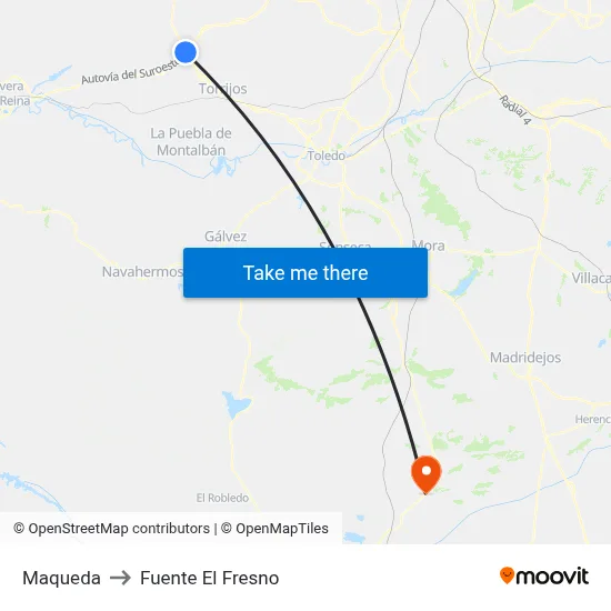Maqueda to Fuente El Fresno map