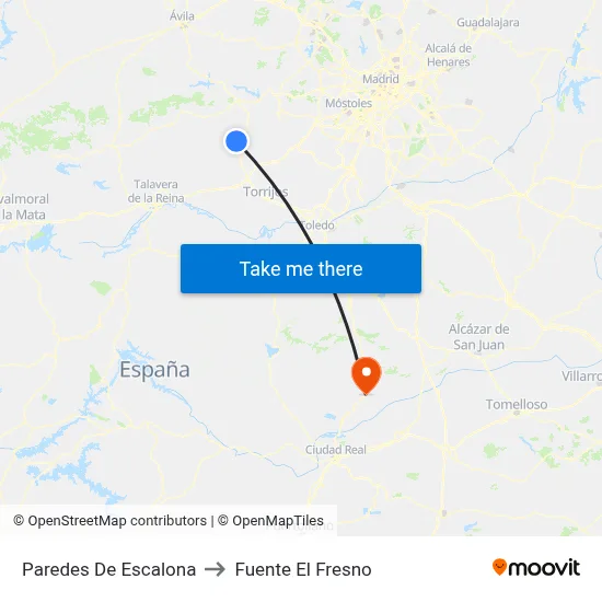 Paredes De Escalona to Fuente El Fresno map