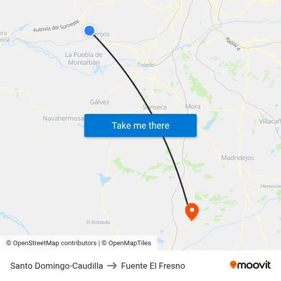 Santo Domingo-Caudilla to Fuente El Fresno map