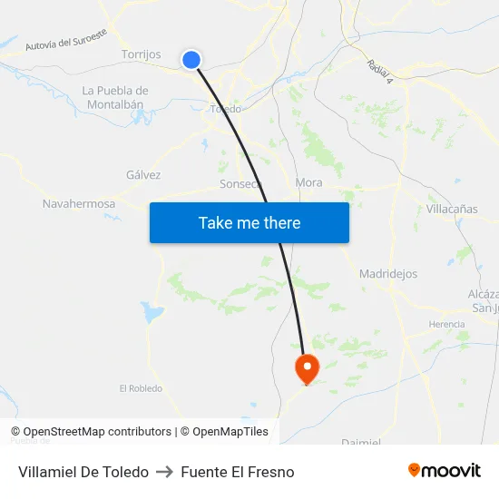 Villamiel De Toledo to Fuente El Fresno map