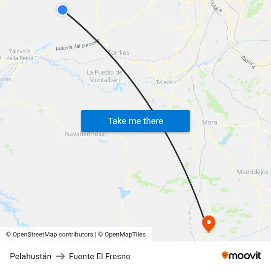 Pelahustán to Fuente El Fresno map