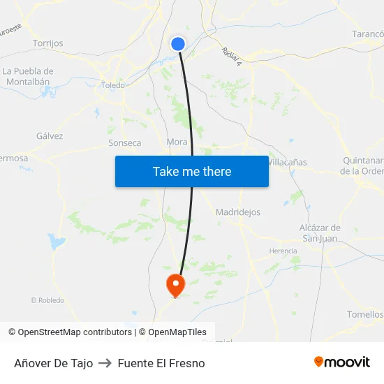 Añover De Tajo to Fuente El Fresno map