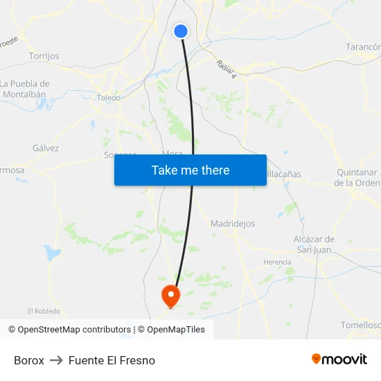 Borox to Fuente El Fresno map