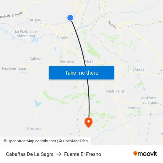 Cabañas De La Sagra to Fuente El Fresno map
