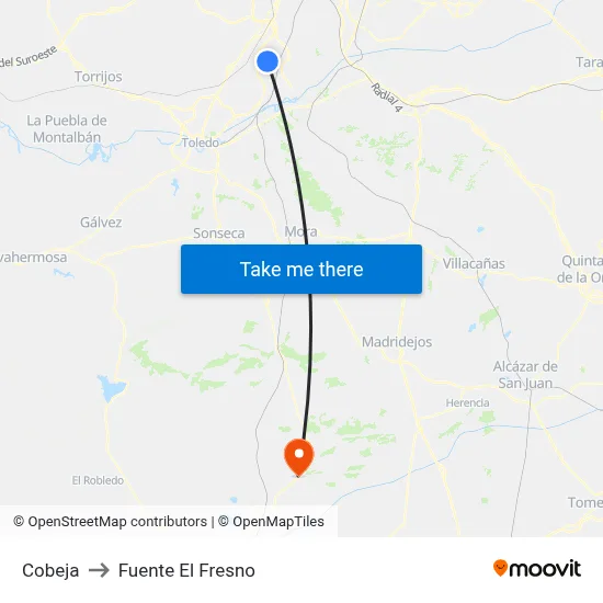 Cobeja to Fuente El Fresno map