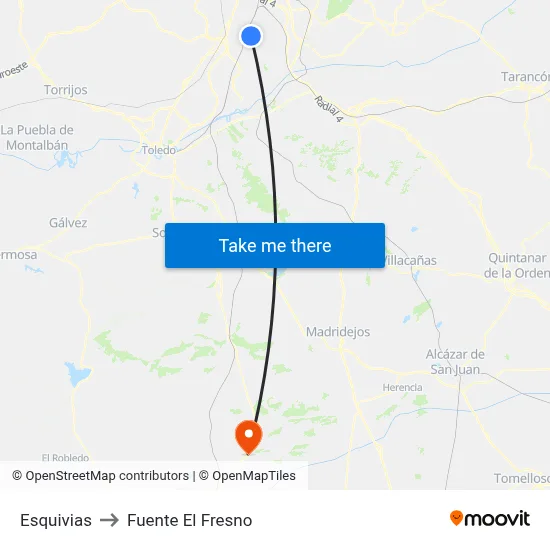 Esquivias to Fuente El Fresno map