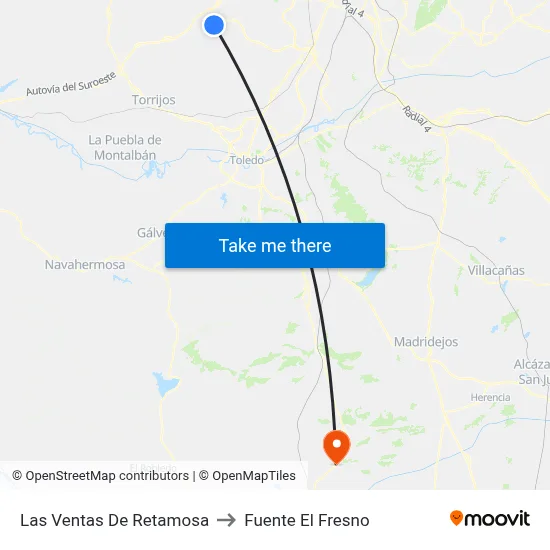 Las Ventas De Retamosa to Fuente El Fresno map