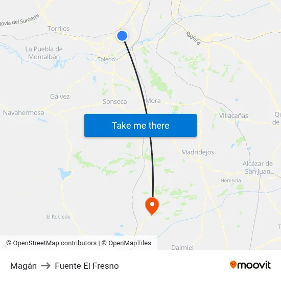 Magán to Fuente El Fresno map
