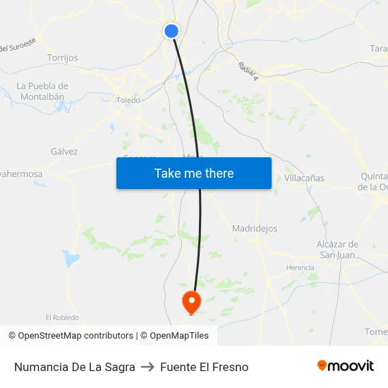 Numancia De La Sagra to Fuente El Fresno map