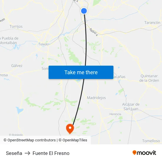 Seseña to Fuente El Fresno map