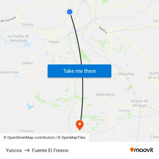 Yuncos to Fuente El Fresno map