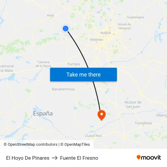 El Hoyo De Pinares to Fuente El Fresno map