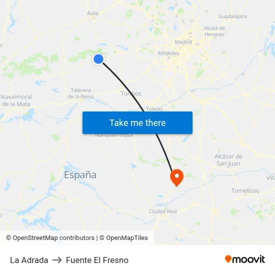 La Adrada to Fuente El Fresno map
