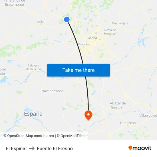 El Espinar to Fuente El Fresno map