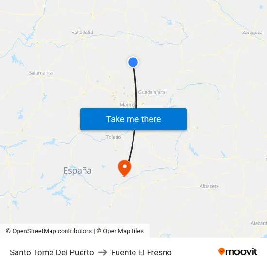 Santo Tomé Del Puerto to Fuente El Fresno map