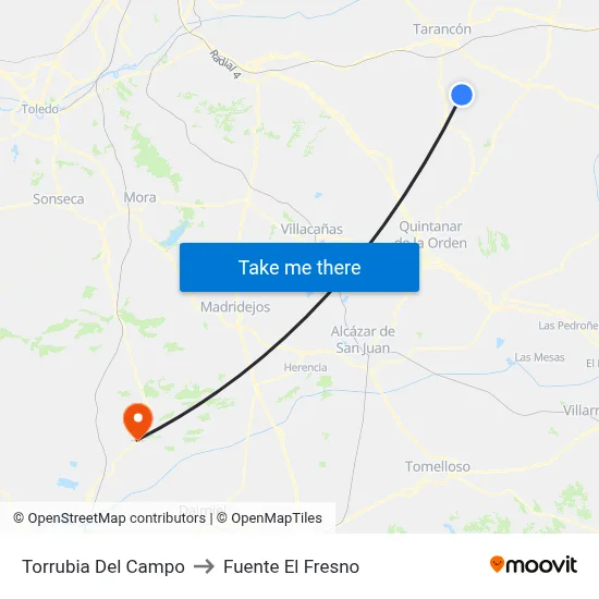 Torrubia Del Campo to Fuente El Fresno map