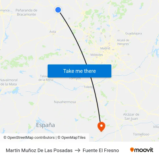 Martín Muñoz De Las Posadas to Fuente El Fresno map