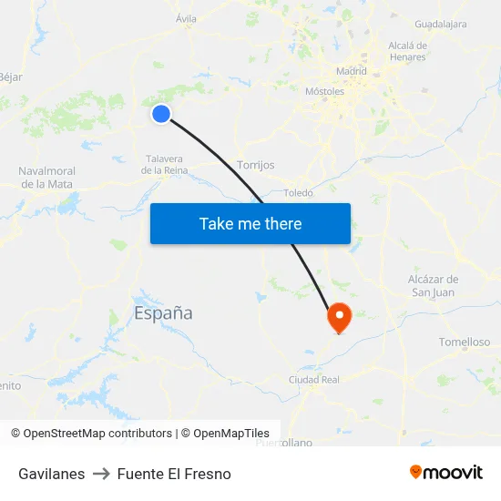 Gavilanes to Fuente El Fresno map