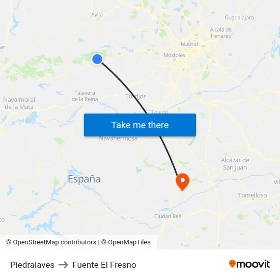 Piedralaves to Fuente El Fresno map