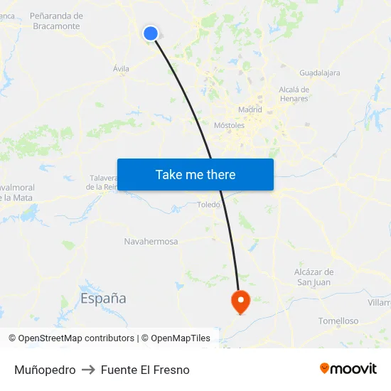 Muñopedro to Fuente El Fresno map