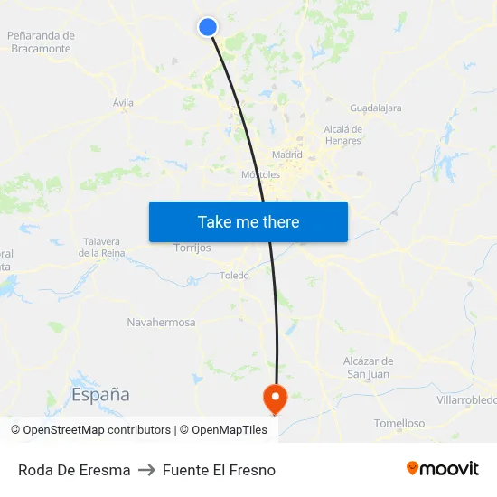 Roda De Eresma to Fuente El Fresno map