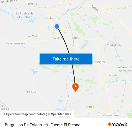 Burguillos De Toledo to Fuente El Fresno map