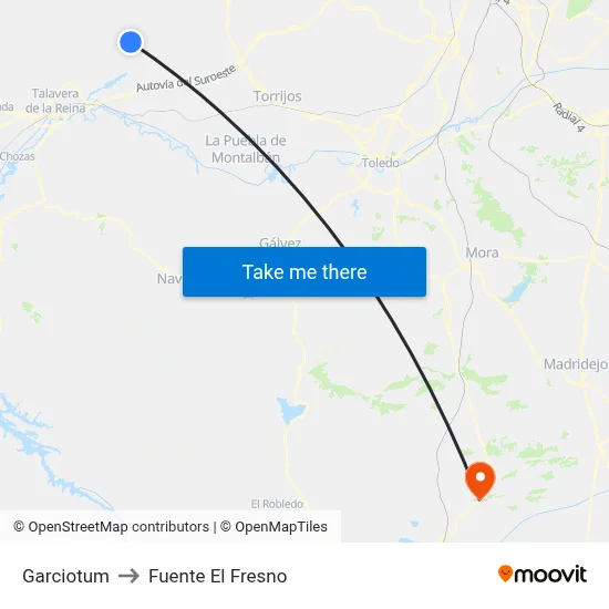 Garciotum to Fuente El Fresno map
