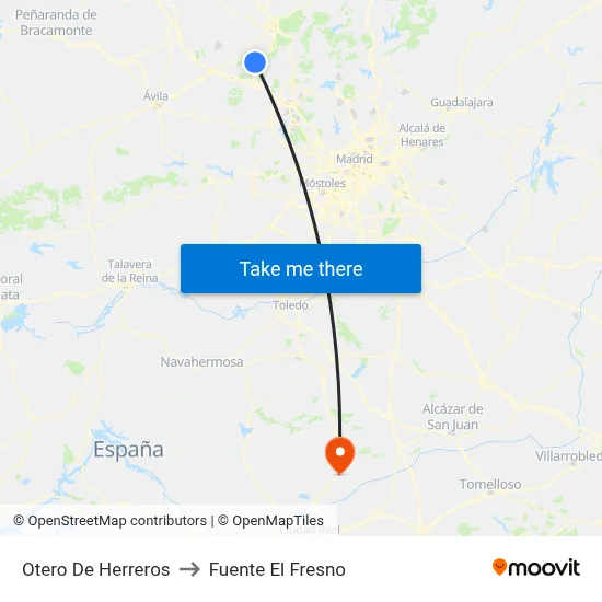 Otero De Herreros to Fuente El Fresno map