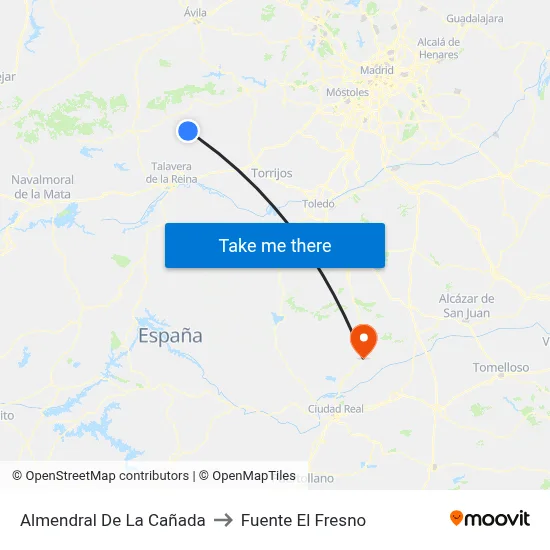 Almendral De La Cañada to Fuente El Fresno map