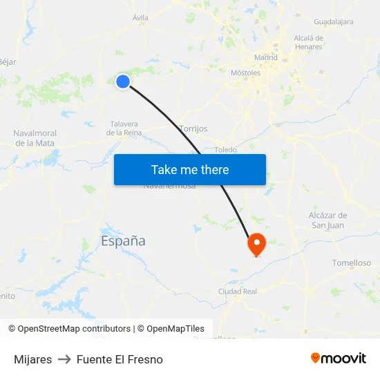 Mijares to Fuente El Fresno map