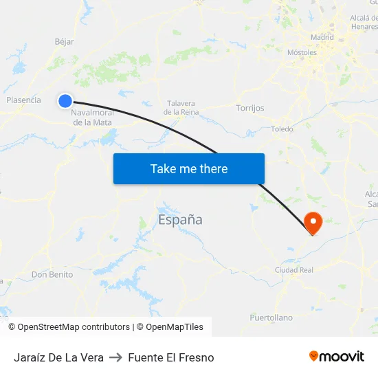 Jaraíz De La Vera to Fuente El Fresno map