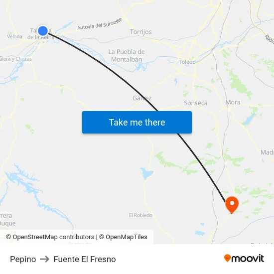 Pepino to Fuente El Fresno map