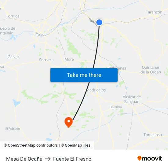 Mesa De Ocaña to Fuente El Fresno map
