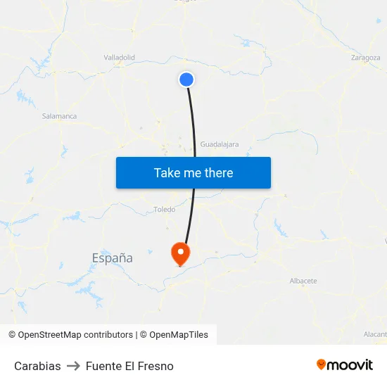 Carabias to Fuente El Fresno map