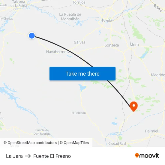 La Jara to Fuente El Fresno map